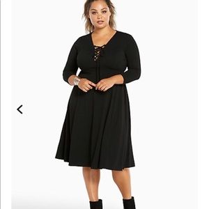 torrid Dresses - Torrid 0 lace up neck knit midi dress bnwt torrid Dresses - Torrid 0 lace up neck knit midi dress bnwt